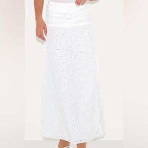 PrettyLittleThing White Eyelet Maxi Skirt Broderie Anglaise Boho US 6 NWT